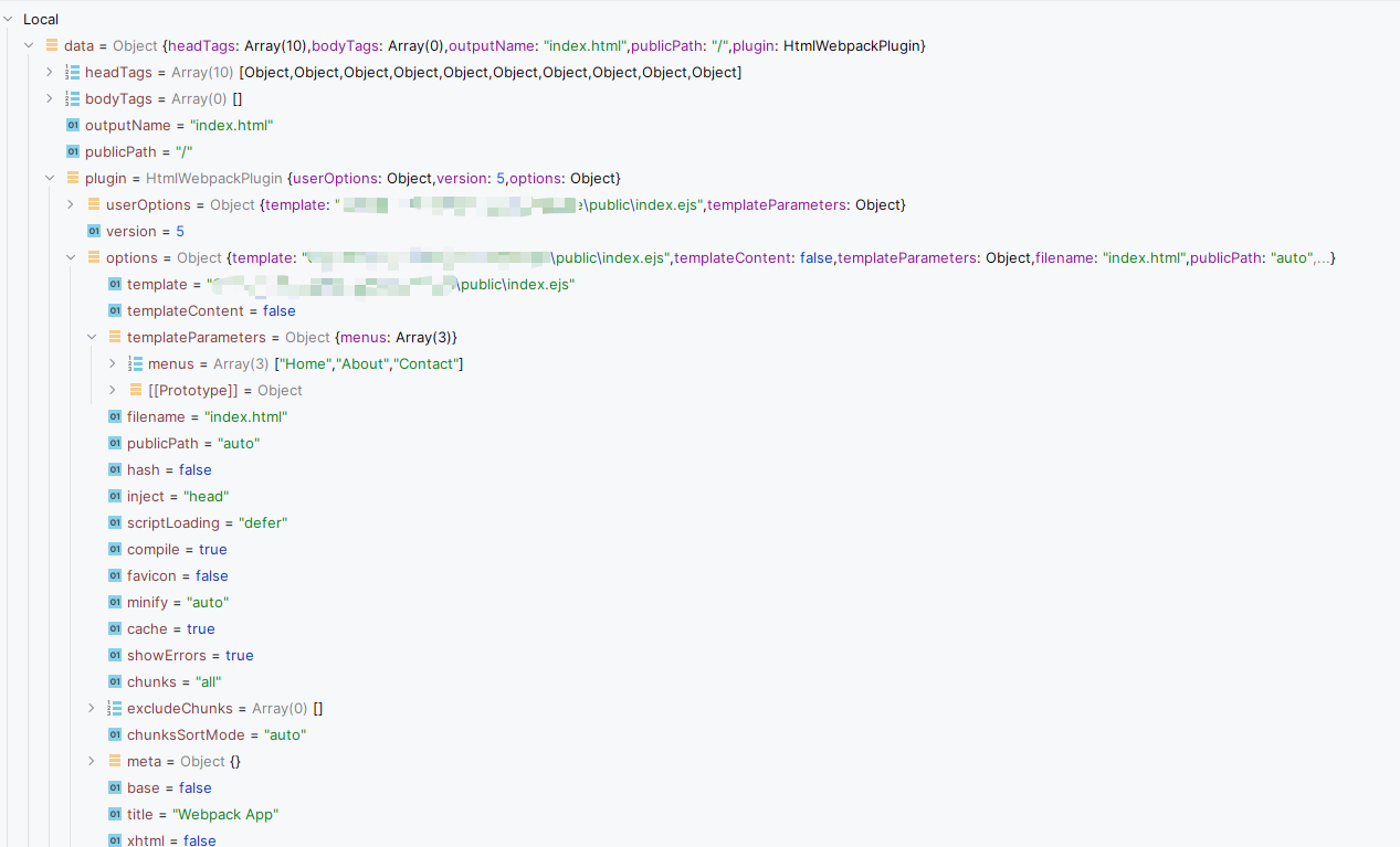HtmlWebpackPlugin Data Structure